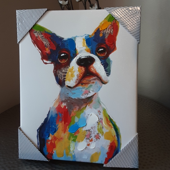 Frenchie Boston Terrier Dog Canvas Print NWT - Picture 4 of 5